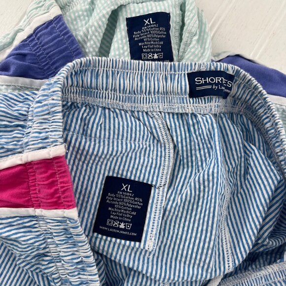 Lauren James Shorties Seersucker Womens Shorts 2 Pairs XL Blue Pink Athletic - Picture 3 of 5